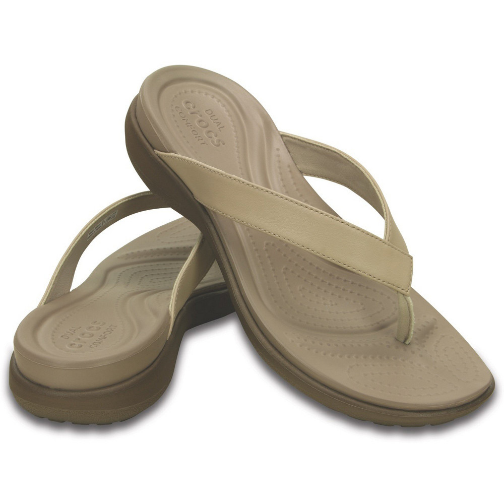 Crocs Womens/Ladies Capri V Comfortable Croslite Leather Flip Flop ...