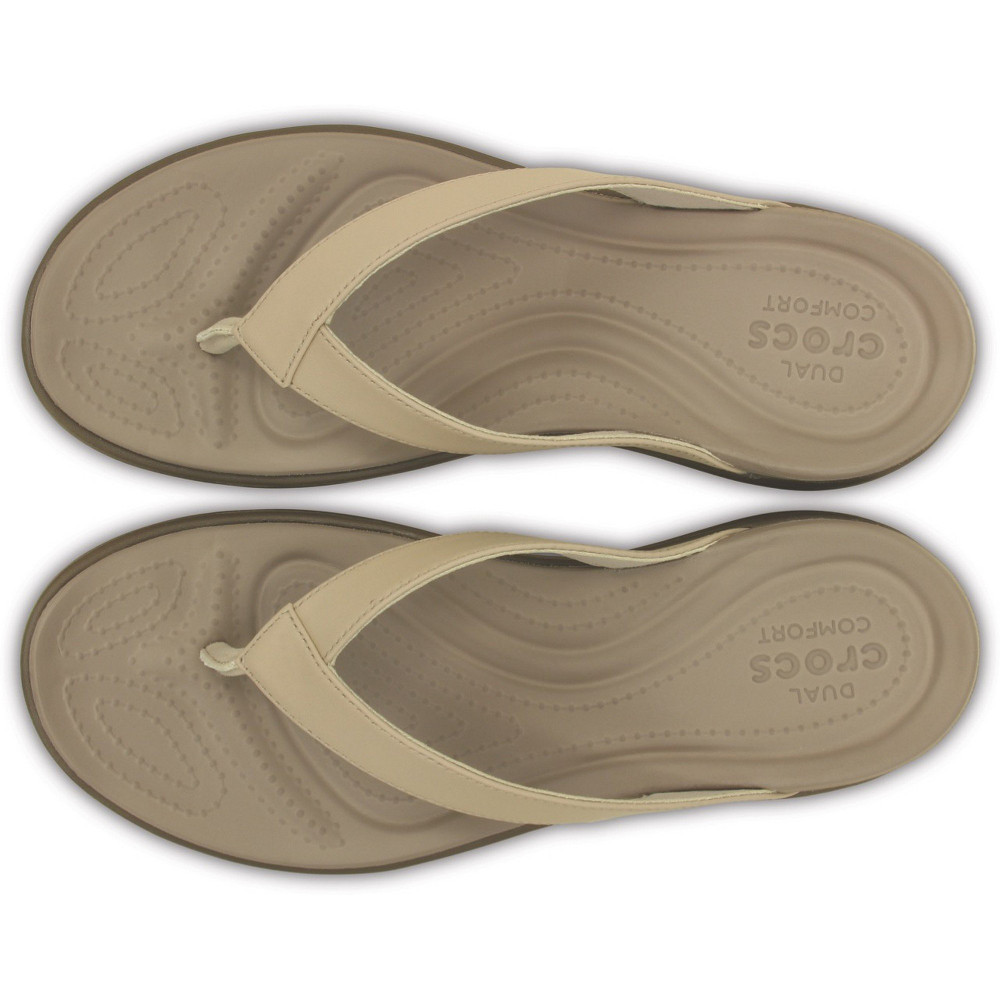 Crocs Womensladies Capri V Comfortable Croslite Leather Flip Flop Sandal Ebay