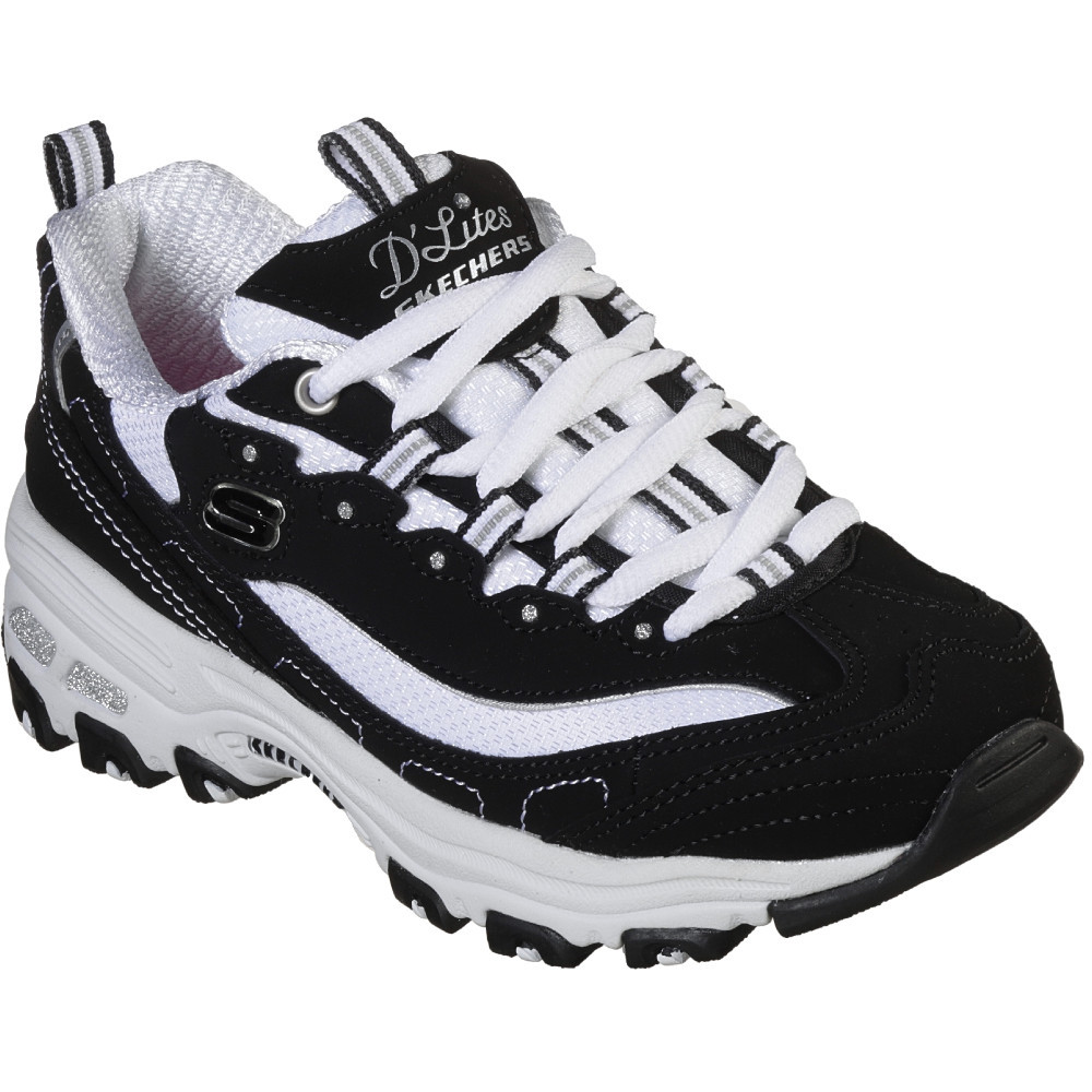 Skechers Girls D'lites Biggest Fan Lace Up Sporty Sneakers | eBay