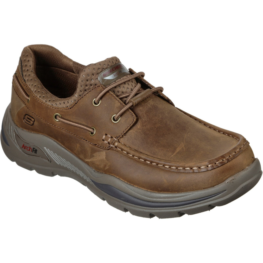 Skechers Mens Arch Fit Motley Hosco Leather Boat Shoes | eBay