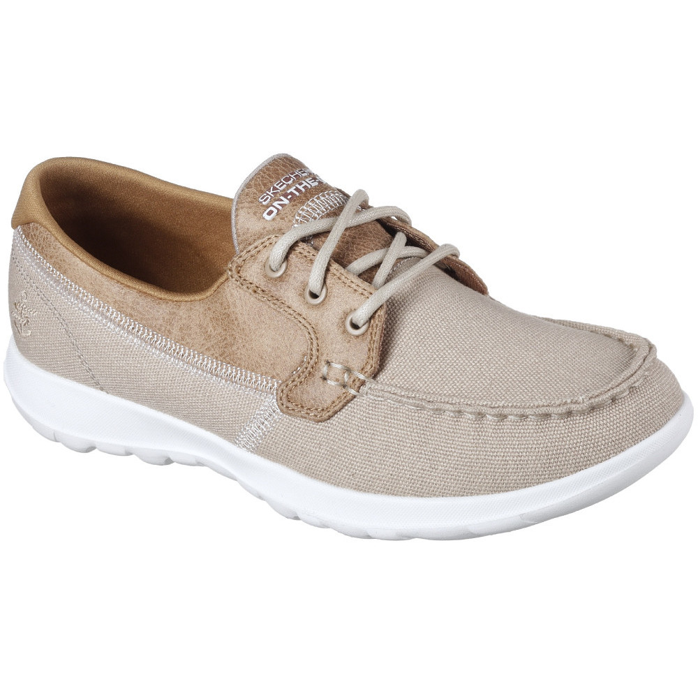 skechers lace up sneakers mujer beige