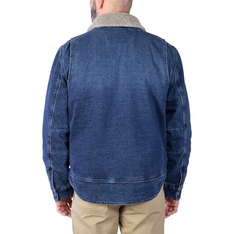 Carhartt Mens Relaxed Fit Denim Sherpa Lined Jacket Brookes