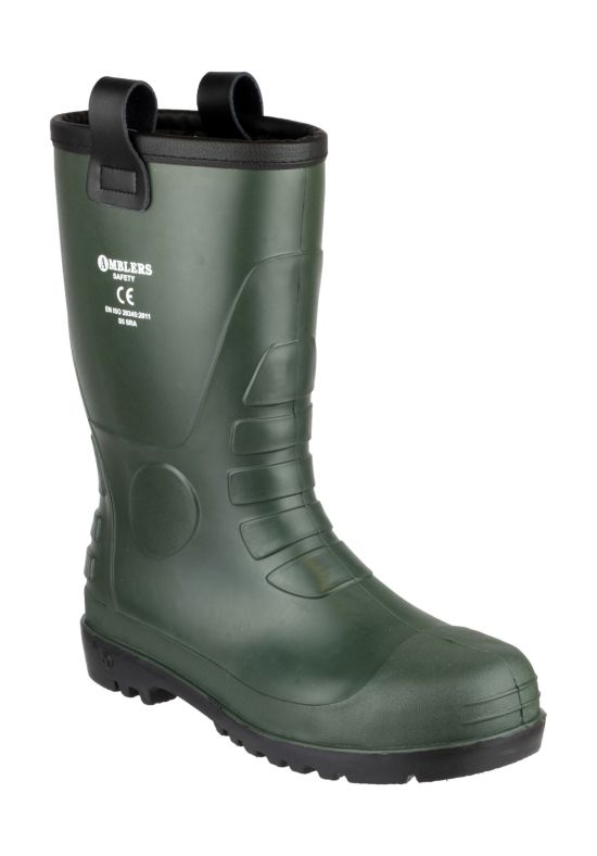 Amblers Safety Mens FS97 PVC PVC Waterproof Safety Rigger Boots Green Brookes