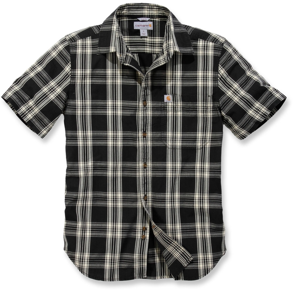 Carhartt Mens Short Sleeve Essential Open Collar Plaid Shirt | Brookes